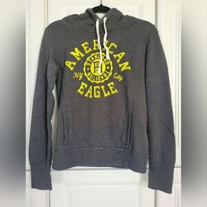 American Eagle Outfitters Gray Hoodie with Yellow Graphic, Size Small S